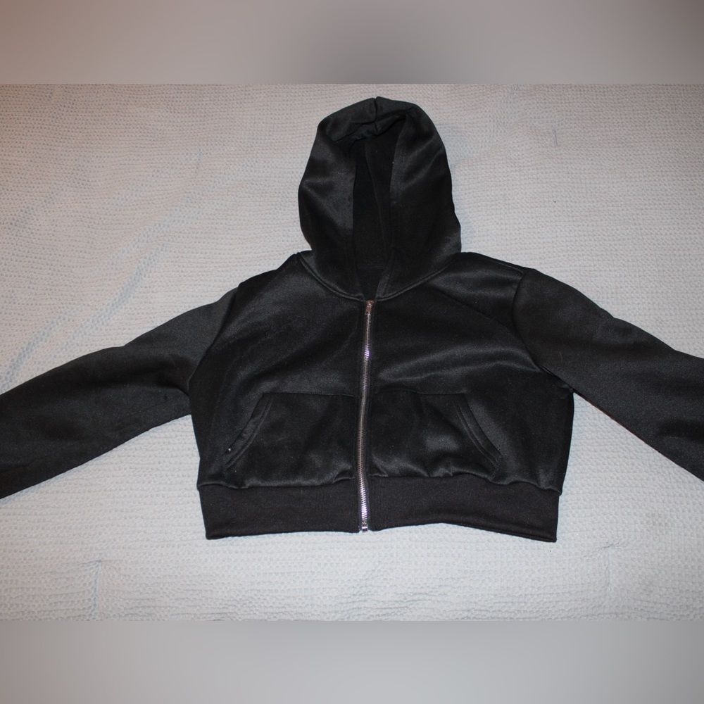 Hooded Zipper Black Jacket